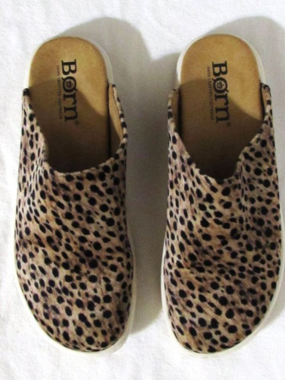 Womens Ladies BORN Leopard Pattern Velvet Sport Slides Clogs Shoes 9 M Orig $140 - Picture 10 of 11